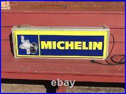Vintage Michelin Tires Double Sided Lighted Sign Works Michelin Man