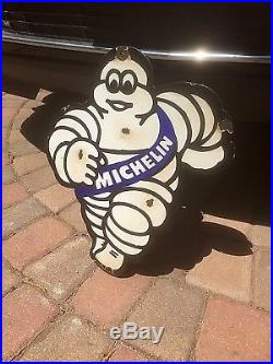 Vintage Michelin Tires Michelin Man Motor Oil Gasoline Porcelain Metal Sign Gas