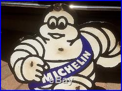 Vintage Michelin Tires Michelin Man Motor Oil Gasoline Porcelain Metal Sign Gas
