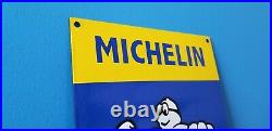 Vintage Michelin Tires Porcelain Gas Bibendum Service Auto Chevrolet Ford Sign