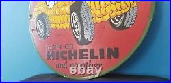 Vintage Michelin Tires Porcelain Gas Bibendum Service Auto Sweet Cornering Sign