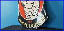 Vintage Michelin Tires Porcelain Gas Bibendum Service Auto Tyres Door Sign