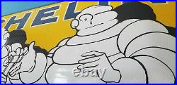 Vintage Michelin Tires Porcelain Gas Bibendum Service Station Convex Big Sign