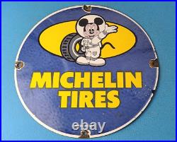 Vintage Michelin Tires Porcelain Gasoline Pump Plate Mickey Mouse Sign