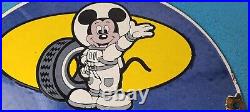 Vintage Michelin Tires Porcelain Gasoline Pump Plate Mickey Mouse Sign