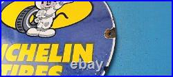 Vintage Michelin Tires Porcelain Gasoline Pump Plate Mickey Mouse Sign