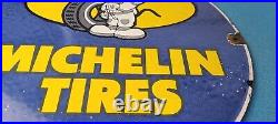 Vintage Michelin Tires Porcelain Gasoline Pump Plate Mickey Mouse Sign