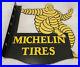 Vintage-Michelin-Tires-Porcelain-Sign-Bibendum-Flange-Double-Sided-Motor-Oil-Gas-01-hwm