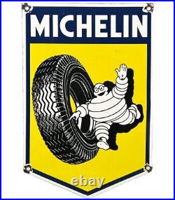 Vintage Michelin Tires Porcelain Sign Gas Oil Continental Goodyear Motorcycle