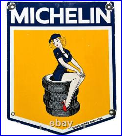 Vintage Michelin Tires Porcelain Sign Gas Oil Continental Goodyear Motorcycle