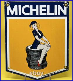 Vintage Michelin Tires Porcelain Sign Gas Oil Continental Goodyear Motorcycle