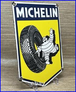 Vintage Michelin Tires Porcelain Sign Gas Oil Continental Goodyear Motorcycle