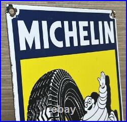 Vintage Michelin Tires Porcelain Sign Gas Oil Continental Goodyear Motorcycle