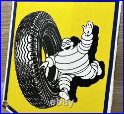 Vintage Michelin Tires Porcelain Sign Gas Oil Continental Goodyear Motorcycle