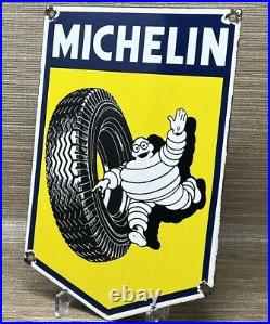 Vintage Michelin Tires Porcelain Sign Gas Oil Continental Goodyear Motorcycle