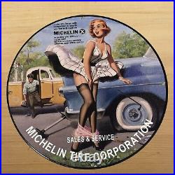 Vintage Michelin Tires Porcelain Sign Gas Oil Sales Service Station Pump Plate