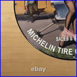 Vintage Michelin Tires Porcelain Sign Gas Oil Sales Service Station Pump Plate