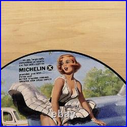 Vintage Michelin Tires Porcelain Sign Gas Oil Sales Service Station Pump Plate