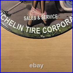 Vintage Michelin Tires Porcelain Sign Gas Oil Sales Service Station Pump Plate