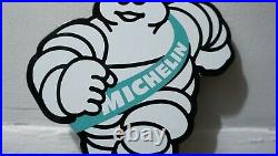 Vintage Michelin Tires Porcelain Sign Gas Oil Service Station Pump Rare Die Cut