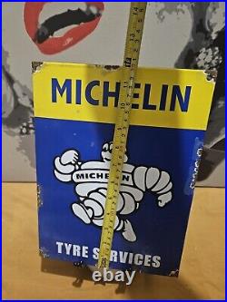 Vintage Michelin Tires Porcelain Tyre Services Station Pump Gas & Oil Sign