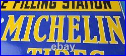 Vintage Michelin Tires Sign Gas Auto Pump Plate Sign Motorcycle Service Sign