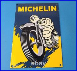 Vintage Michelin Tires Sign Gas Oil Pump Plate Garage Motorcycle Service Sign