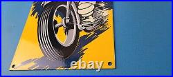 Vintage Michelin Tires Sign Gas Oil Pump Plate Garage Motorcycle Service Sign