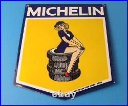 Vintage Michelin Tires Sign Gas Oil Pump Plate Sign Chevron Service Sign