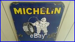 Vintage Michelin Tyres Enamel Sign (original) Automobilia (bibendum/tyre)