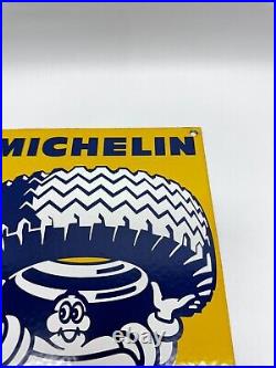 Vintage Michelin XY Heavy Duty Tires Porcelain Sign Pump Service Station