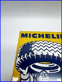 Vintage Michelin XY Heavy Duty Tires Porcelain Sign Pump Service Station