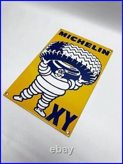 Vintage Michelin XY Heavy Duty Tires Porcelain Sign Pump Service Station