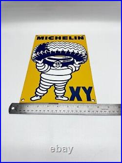 Vintage Michelin XY Heavy Duty Tires Porcelain Sign Pump Service Station