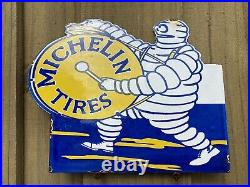 Vintage Michelin tires? Porcelain Sign Gas Oil Old Service Garage Metal Auto Car