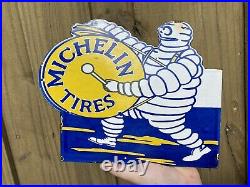 Vintage Michelin tires? Porcelain Sign Gas Oil Old Service Garage Metal Auto Car