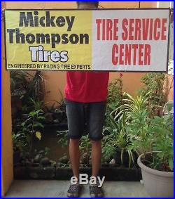 Vintage Mickey Thompson Race Car Tire Sign Tire Dealer Service Sales Banner