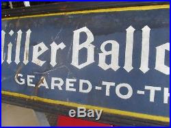 Vintage Miller Balloon Tires Sign 1920's In Orig. Frame 6ft X 20 Super Rare