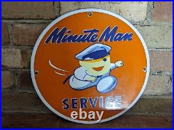 Vintage Minute Man Service Porcelain Station Sign Wheel Tire 12 ...