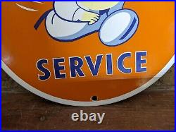 Vintage Minute Man Service Porcelain Station Sign Wheel Tire 12 ...