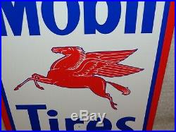 Vintage Mobil Mobilgas Tires + Pegasus 11 3/4 Porcelain Metal Gasoline Oil Sign