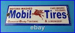 Vintage Mobil Porcelain Sign Car Wash Porcelain Pegasus Pump Tires Sign