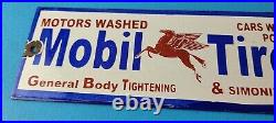 Vintage Mobil Porcelain Sign Car Wash Porcelain Pegasus Pump Tires Sign