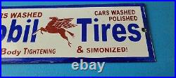 Vintage Mobil Porcelain Sign Car Wash Porcelain Pegasus Pump Tires Sign