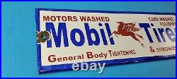 Vintage Mobil Porcelain Sign Car Wash Porcelain Pegasus Pump Tires Sign