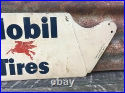 Vintage Mobil Tires Pegasus Metal Sign Advertising 7 1/2 X 22 Gas Station Oil
