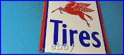 Vintage Mobil Tires Pegasus Porcelain Enamel Gasoline Service Station Oil Sign