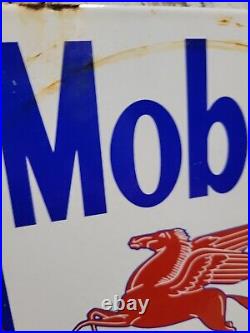 Vintage Mobil Tires Porcelain Sign Automotive Parts Garage Wheel Service Pegasus