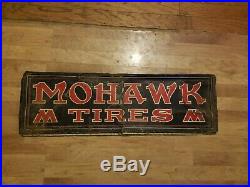 Vintage Mohawk Tires Gas Oil Service Station 33 Metal Tire Sign Cut