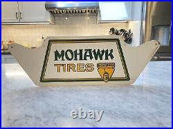Vintage Mohawk Tires Metal Sign Gas Station Garage Indian Arrowhead Logo
